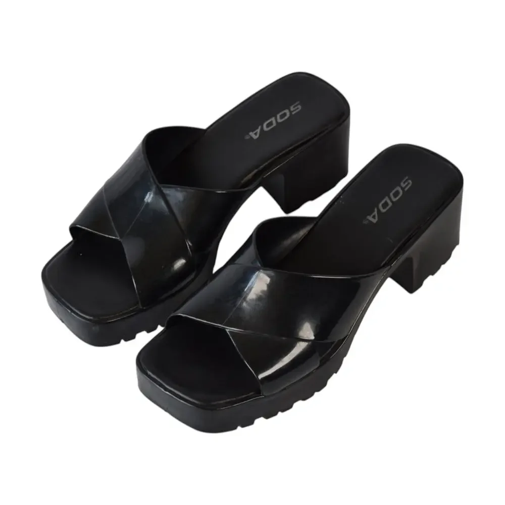 SODA Black Chunky Platform Jelly Sandals Size 7